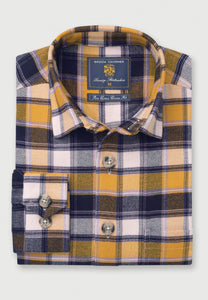 Mustard/Navy Check Brushed Cotton Overshirt