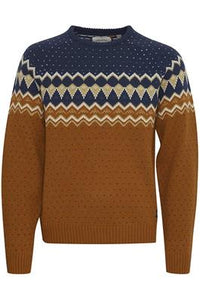 Blend Fair Isle Crew Knitwear - Mustard