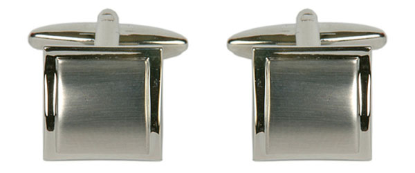 Shiny Brushed Curved Square Cufflinks
