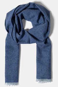 Blue Wool Tweed Scarf