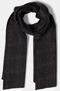Brown & Navy Check Wool Scarf