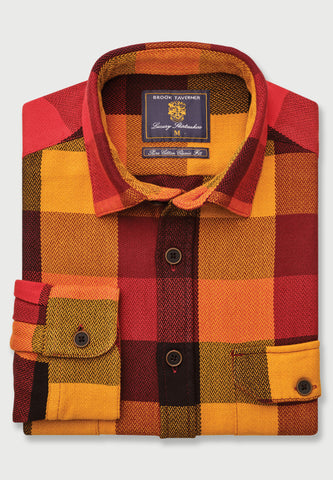 Red, Black and Mustard ‘Blanket’ Check Overshirt