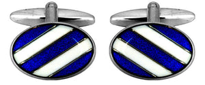Blue & White diagonal stripe cufflinks