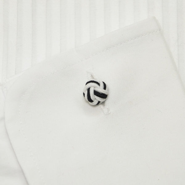 Black & White silk knot in a double cuff shirt