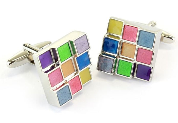Multi Coloured Square Cufflinks