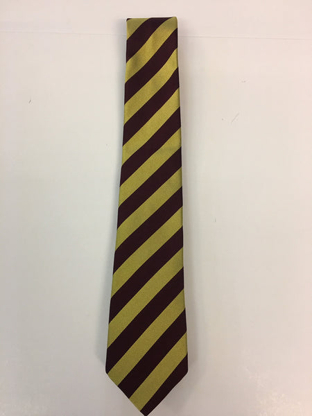 Burgundy and gold diagonal block stripe silk tie