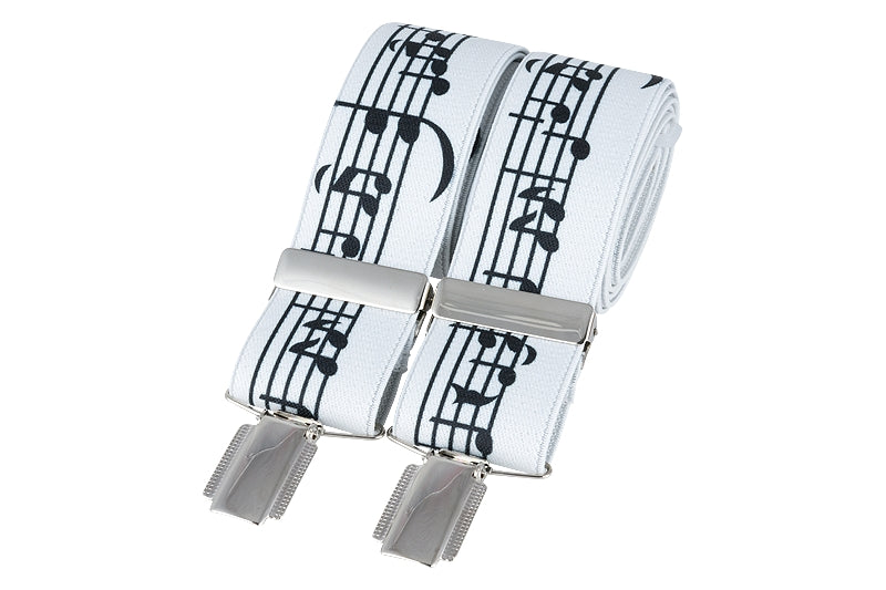 Music Notes 35mm Silver Clip Braces