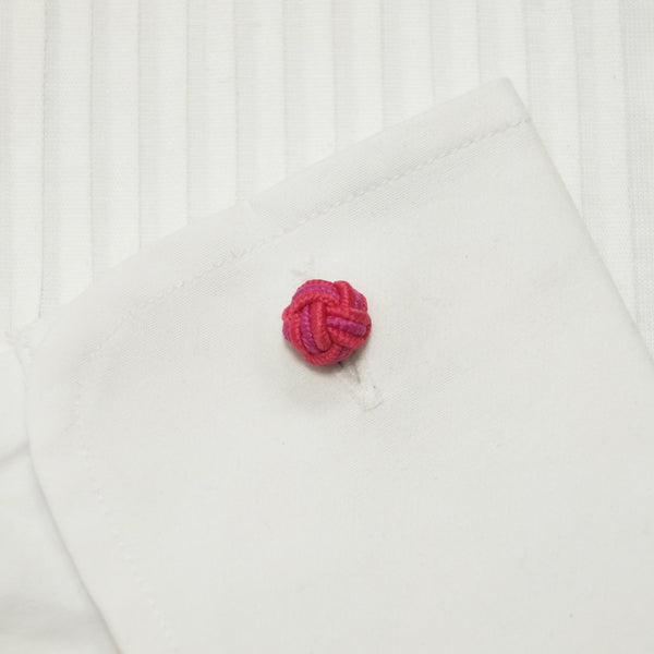Multi Pink silk knot in a double cuff shirt