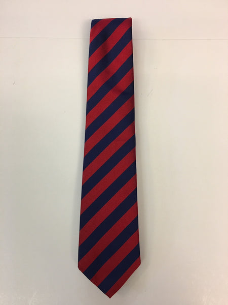 Navy and red diagonal block stripe silk tie