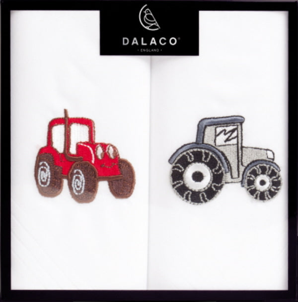 Red & Grey Tractors Embroidered Handkerchiefs