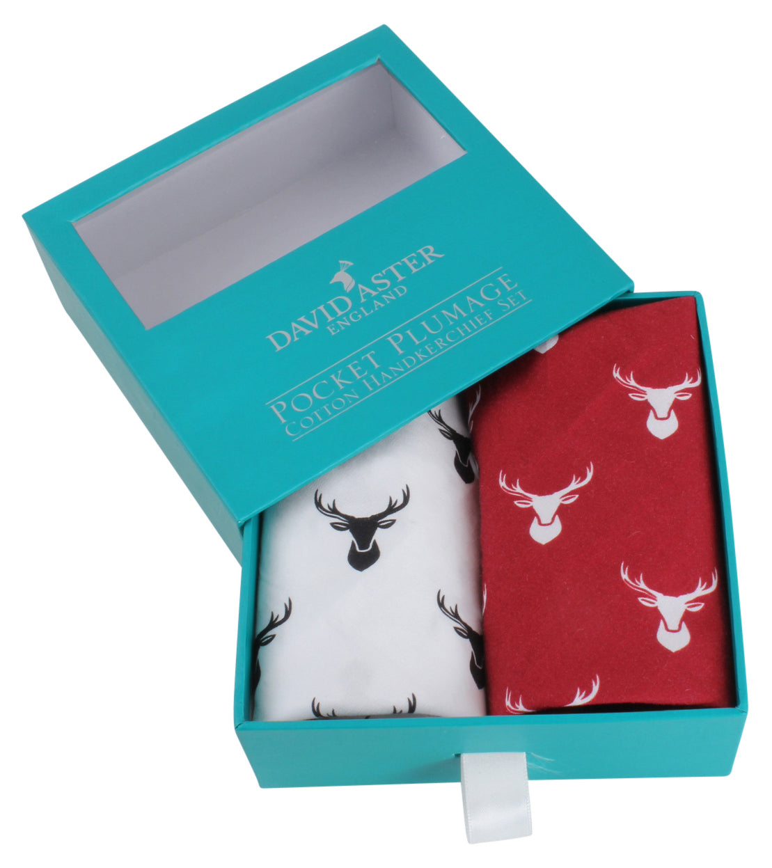 Red & White Stag Print Handkerchief Set