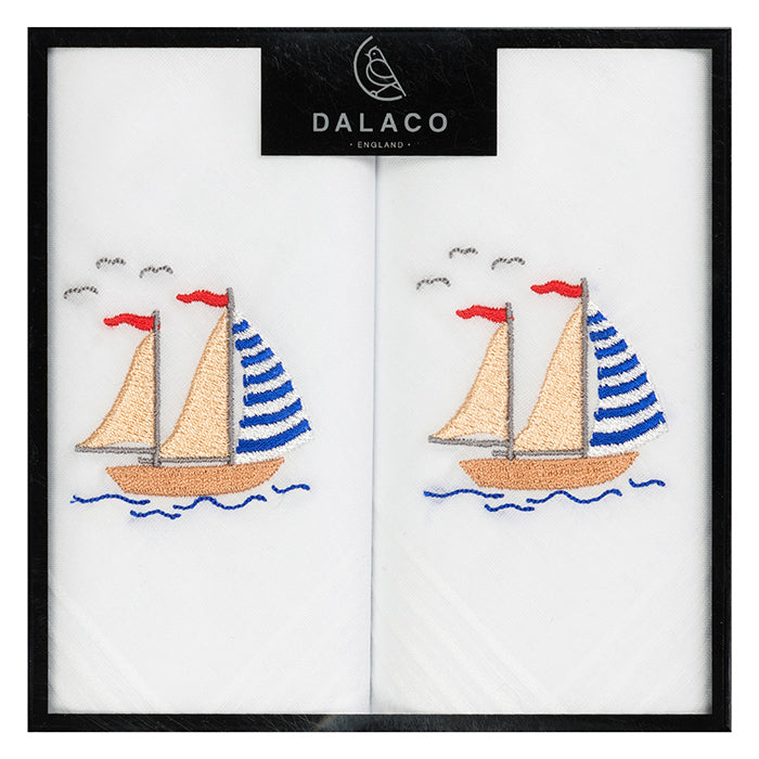 Sail Boat Embroidered Handkerchiefs