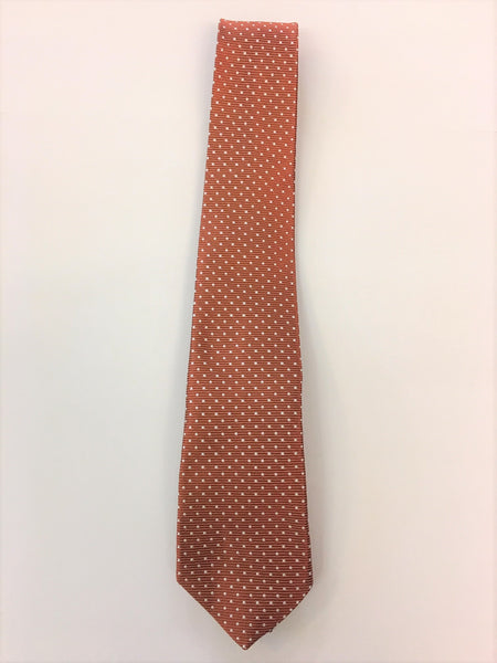 Burnt Orange Silk Jacquard Tie with Micro Dot Pattern