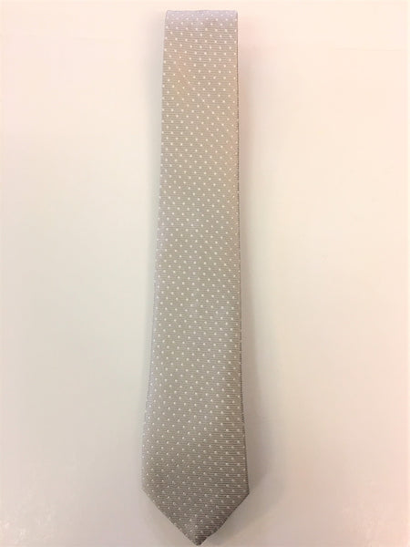 Silver Grey Silk Jacquard Tie with Micro Dot Pattern