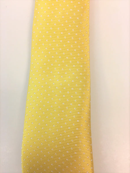 Yellow Silk Jacquard Tie with Micro Dot Pattern Close Up