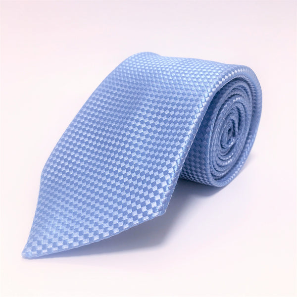 Sky Blue silk tie with self coloured micro check