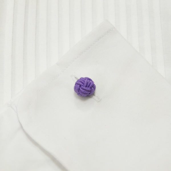 Violet silk knot in a double cuff shirt