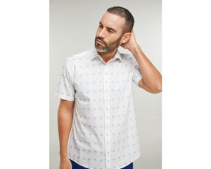 Blue Palm Printed Short-sleeve Shirt